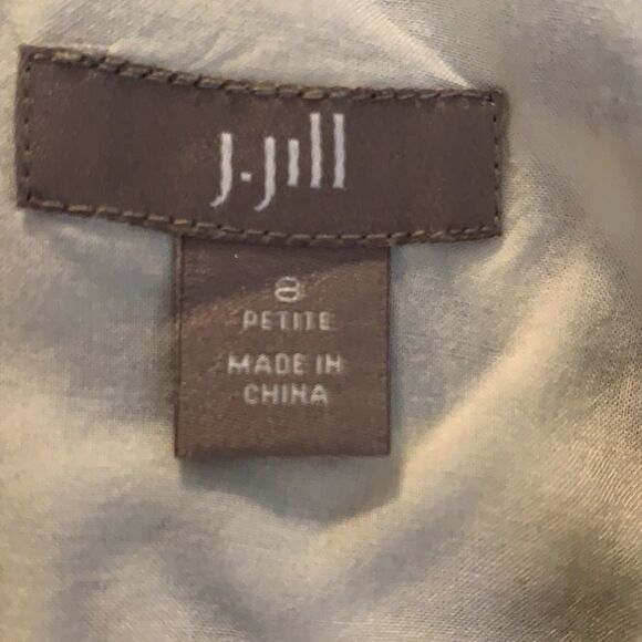 J Jill Dress Size 8 Petite Green & Blue Floral Pattern Mid Length Cuffed Sleeves - Picture 5 of 8